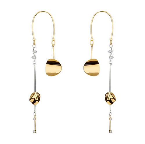 Women bespoke jewelry gold plated irregular shape long ear wire dangle drop earrings wholesale 